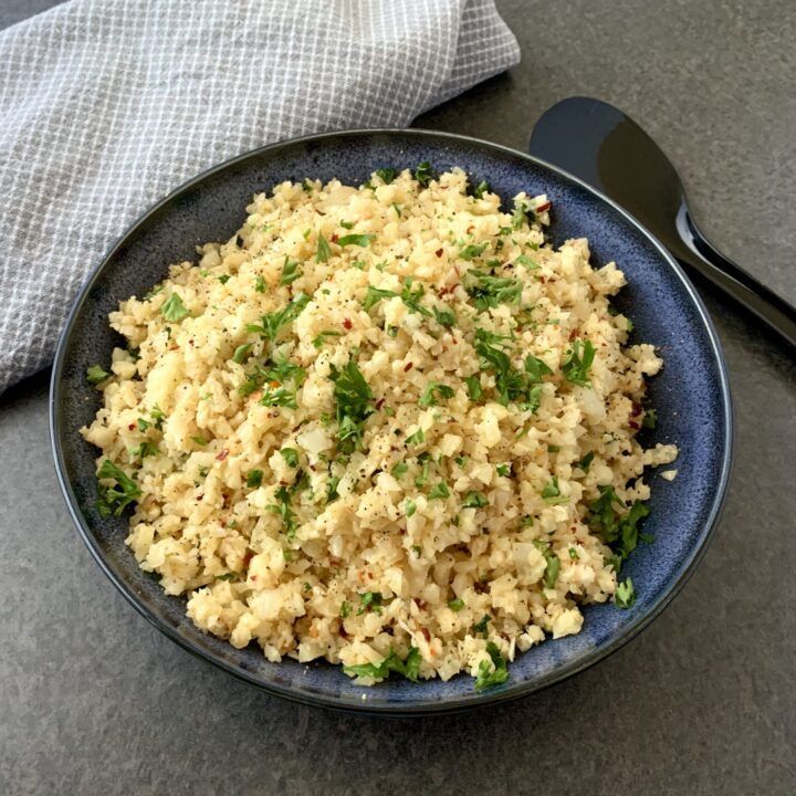 Low Carb Garlic Parmesan Cauliflower Rice