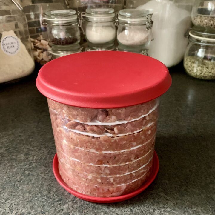 A stack of fresh low carb burger patties