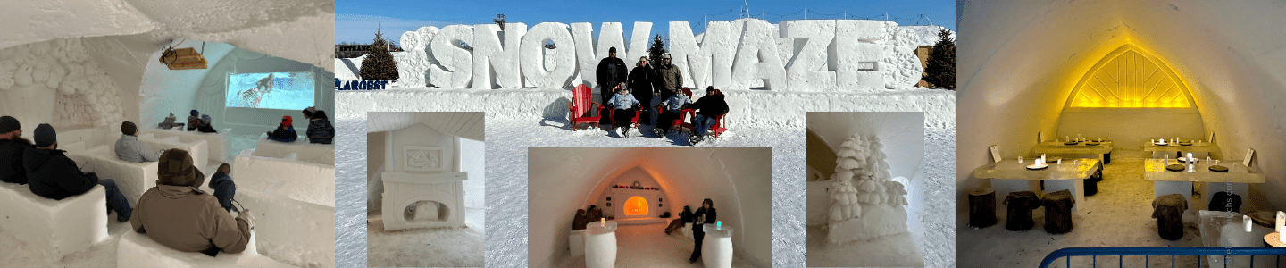 A collage of photos from Shelly Heinrichs.com at the worlds biggest Snow Maze in Ste. Adolphe MB.